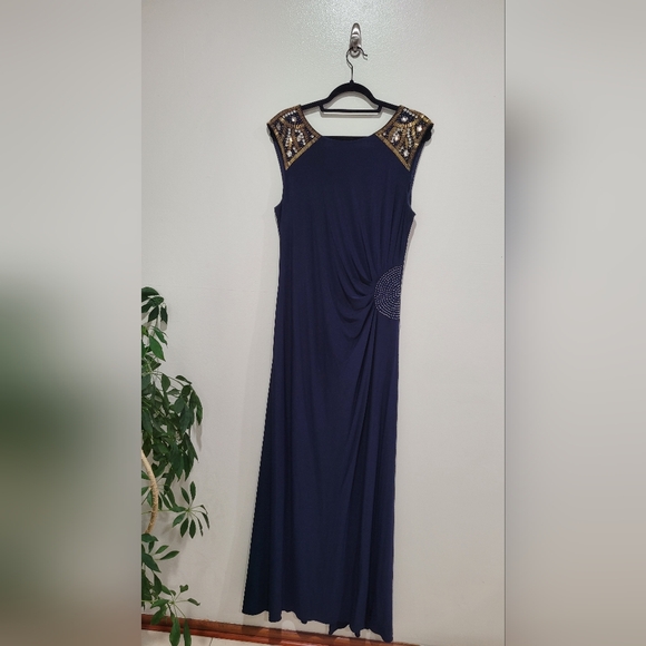 JS Collection Blue Embellish Evening Gown - Picture 3 of 7